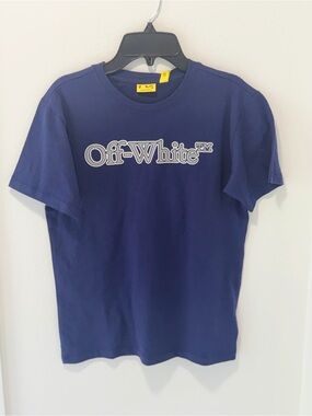 Off-White Navy Graphic Logo Short Sleeve Tee
